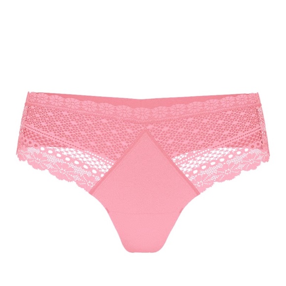Victoria's Secret No-Show Daisy Lace Thong Panty Pink Hope Small NEW - Picture 4 of 6